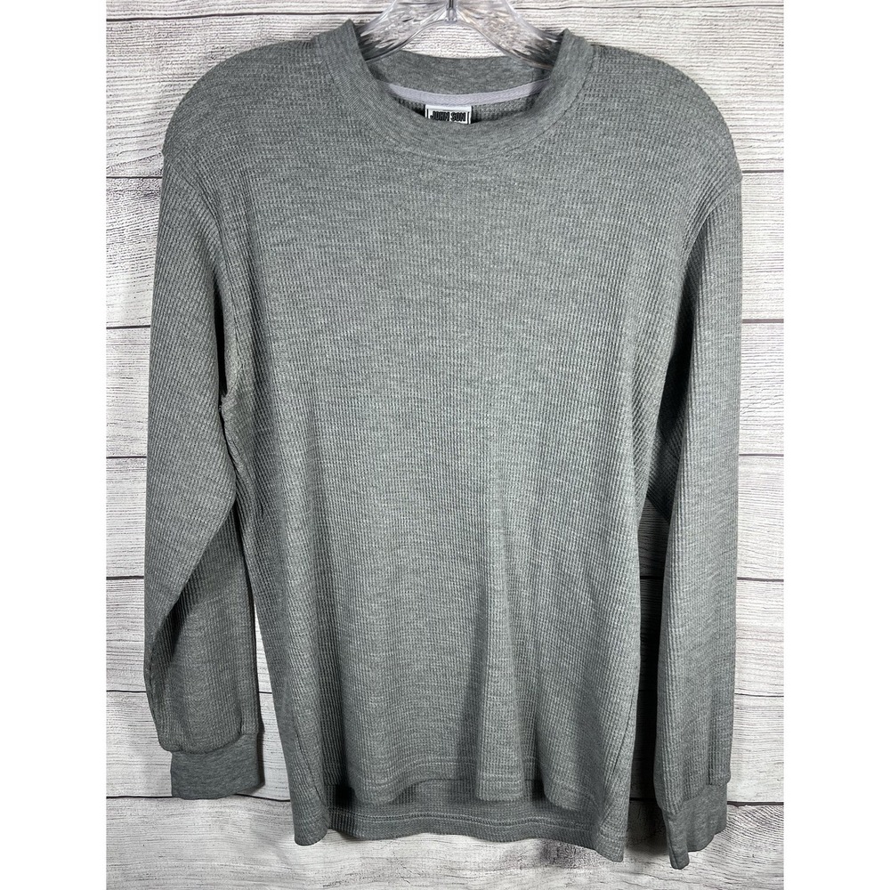 John Son Mens Super Heavyweight Thermal Sweater Sz.M/Gray/Waffle Knit/LS/Crew